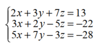 Solve each system using matrices -   A)  {(-1, -2, 3) } B)  {(5, 1, 0) } C)  {(-4, 0, 3) } D)  {(-3, -3, 4) }