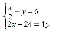  Solve each system of equations. -   A)  {(-2, 4) } B)  {(8, -2) } C)   \{(x, y) |\frac12x - 6\}  D)  { } 