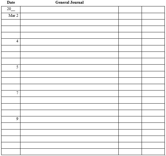 Enter the following transactions in the two-column journal provided for Charlie's Cabinetry. You may omit explanations.