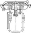‪   -The device pictured above is a __________ 	. A)  Pneumatic valve actuator B)  Pneumatic valve C)  Industrial valve with pneumatic acturator D)  Pneumatic valve with manifold E)  None of the above