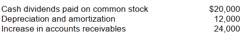 Net cash flow from operating activities for 2008 for Fordham Corporation was $300,000. The following items are reported on the financial statements for 2008:   Based on the information above, Fordham's net income for 2008 was A)  $312,000. B)  $296,000. C)  $264,000. D)  $256,000.
