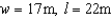 The width of a rectangle is 5 m less then the length. The area is 204   Find the length, l, and width, w, of the rectangle. A)    B)    C)    D)    E)  None of these