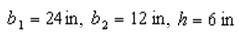 The area of a trapezoid is given by the formula  , where  And  Are the bases of the trapezoid and  Is the height. One base of the trapezoid,  Is twice as long as the other base,  The height h is 6 in. less than  If the area A is 108  Find  And h. A)    B)    C)    D)    E)  None of these