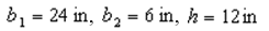 The area of a trapezoid is given by the formula  , where  And  Are the bases of the trapezoid and  Is the height. One base of the trapezoid,  Is twice as long as the other base,  The height h is 6 in. less than  If the area A is 108  Find  And h. A)    B)    C)    D)    E)  None of these