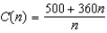 <strong>The installation and setup fees for installing a new home security system total $500. It costs $360 per year to manage the system. The average annual cost, in dollars, , to use the system for years is . Find the average annual cost of using this system for 4 years.</strong> A) $860 B) $495 C) $585 D) $485 E) none of these