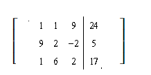 Use row operations to change the first entry in the first row to 1. Rewrite the matrix.   A)    B)    C)    D)    E)  none of these