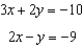 Represent the system of equations with an augmented matrix. Solve the system by rewriting the matrix in reduced row echelon form. -  A)  (4, -1)  B)  (-5, 1)  C)  ( -4, 1)  D)  infinitely many solutions E)  no solution
