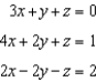 Use an algebraic method to determine which of the ordered triples is a solution to the system.   A)    B)    C)    D)    E)  none of these