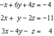 Use constant multiples of only the top equation to eliminate the variable x from the system of equations. Which system of two equations results?   A)    B)    C)    D)    E)  none of these