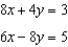 Use elimination to solve the system of equations. -  A)  {   } B)  {   } C)  {   } D)  infinitely many solutions E)  no solution