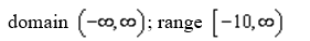 <strong>The vertex of a quadratic function is , and the graph opens up. Use interval notation to represent the domain and range.</strong> A) B) C) D) E) none of these