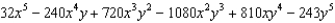 <strong>Expand the expression. Use Pascal's Triangle to find the coefficients and use the binomial theorem to find the variables in each term. - </strong> A) B) C) D) E) None of these