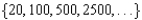 <strong>Find the common ratio, r, of the given geometric sequence. - </strong> A) 20 B) 10 C) 5 D) 40 E) None of these
