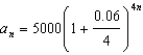 <strong>For all the problems in this set the domain is the set of positive integers greater than 0. -The future value in dollars, , of an investment of $5000 that is earning 6% compounded quarterly is . Find the future value of this investment after 5 years. Round to the nearest whole number.</strong> A) $6734 B) $6735 C) $8183 D) $8182 E) None of these