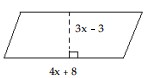  Express the area of the figure as a polynomial in descending powers of the variable  x . -  A)   7 x+5  B)   6 x^{2}+18 x-48  C)   14 x^{2}+14 x-24  D)   12 x^{2}+12 x-24