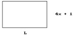  The area of the rectangle shown is given by the polynomial  20 x^{2}+37 x+8 , where the width is  4 x+  1. Express the length of the rectangle in terms of  x .   A)   20 x^{2}+33 x+7  B)   5 x^{2}+33 x+8  C)   5 x+8  D)   4 x+8