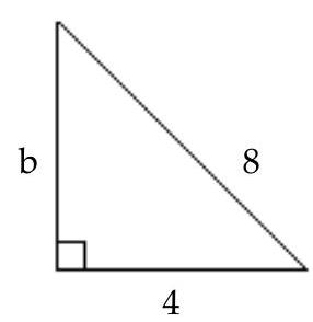  Find the unknown length in the right triangle. Simplify the answer if necessary. -  A)   4 \sqrt{5}  B)   4 \sqrt{3}  C)   2 \sqrt{3}  D)   2 \sqrt{5}
