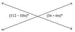  Solve the problem. -Find the measures of the vertical angles.     A)   6^{\circ}, 6^{\circ}  B)   112^{\circ}, 112^{\circ}  C)   16^{\circ}, 16^{\circ}  D)   52^{\circ}, 52^{\circ}