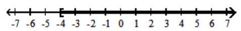  For the compound inequality, give the solution set in both interval and graph forms. - -4 x+1 \geq 9  or  6 x+3 \geq-21     A)   [-4, \infty)     B)   [-2, \infty)     C)   (-\infty, \infty)     D)   [-4,-2]    