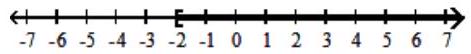  For the compound inequality, give the solution set in both interval and graph forms. - -4 x+1 \geq 9  or  6 x+3 \geq-21     A)   [-4, \infty)     B)   [-2, \infty)     C)   (-\infty, \infty)     D)   [-4,-2]    
