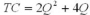 Suppose that, in the long run, a dairy's variable costs areVC=2Q<sup>2</sup> (where Q is the number of gallons of milk produced each day) , its marginal cost is MC=4Q and there is an avoidable fixed cost of $50 per day. In the long run there is free entry into the market. What is the dairy's total cost function? A)    B)    C)    D)   