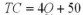 Suppose that, in the long run, a dairy's variable costs areVC=2Q<sup>2</sup> (where Q is the number of gallons of milk produced each day) , its marginal cost is MC=4Q and there is an avoidable fixed cost of $50 per day. In the long run there is free entry into the market. What is the dairy's total cost function? A)    B)    C)    D)   