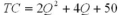 Suppose that, in the long run, a dairy's variable costs areVC=2Q<sup>2</sup> (where Q is the number of gallons of milk produced each day) , its marginal cost is MC=4Q and there is an avoidable fixed cost of $50 per day. In the long run there is free entry into the market. What is the dairy's total cost function? A)    B)    C)    D)   