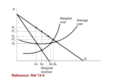 Figure: Maximize Monopoly Profits   (Figure: Maximize Monopoly Profits)  Refer to the figure. Themonopolist will maximize its profit by charging a price equalto: A) P<sub>1</sub>. B) P<sub>2</sub>. C) P<sub>3</sub>. D) P4. 