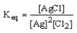 Which of the following is the correct equilibrium expression for the reaction 2 Ag (s) + Cl<sub>2</sub> (g) \rightarrow 2 AgCl (s) A) B) C) D)
