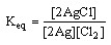 Which of the following is the correct equilibrium expression for the reaction 2 Ag (s) + Cl<sub>2</sub> (g) \rightarrow 2 AgCl (s) A) B) C) D)