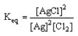 Which of the following is the correct equilibrium expression for the reaction 2 Ag (s) + Cl<sub>2</sub> (g) \rightarrow 2 AgCl (s) A) B) C) D)