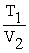 A mathematical statement of Charles' law is ________. A) V<sub>1</sub>T<sub>1</sub> = V<sub>2</sub>T<sub>2</sub> B) V<sub>1</sub> + T<sub>1</sub> = V<sub>2</sub> + T<sub>2</sub> C) = D) =