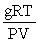 Which of the following is a correct expression for the molecular mass of a gas? A)    B)    C)    D)   