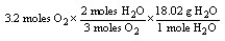 <strong>Which of the following is the correct set-up for the problem How many grams of H<sub>2</sub>O will be produced from 3.2 moles of O<sub>2</sub> and an excess of H<sub>2</sub>S? according to the reaction: 2H<sub>2</sub>S + 3 O<sub>2</sub> \rightarrow 2H<sub>2</sub>O + 2SO<sub>2</sub></strong> A) B) C) D)