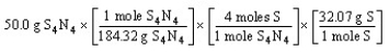 Which of the following is the correct  set-up  for the problem  How many grams of S are present in 50.0 g of S<sub>4</sub>N<sub>4</sub>?  A)    B)    C)    D)   