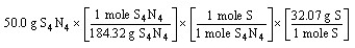 Which of the following is the correct  set-up  for the problem  How many grams of S are present in 50.0 g of S<sub>4</sub>N<sub>4</sub>?  A)    B)    C)    D)   