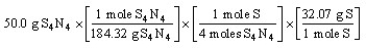 Which of the following is the correct  set-up  for the problem  How many grams of S are present in 50.0 g of S<sub>4</sub>N<sub>4</sub>?  A)    B)    C)    D)   