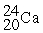 Choose the correct chemical symbol for an atom that contains 20 e<sup>?</sup> and 24 n. A)    B)    C)    D)   