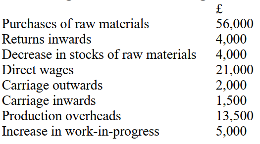 The following information relates to Questions 8 and 9 You are given the following information for the year ended 31 October 20X1:    -The value of raw materials consumed in the period is: A)  £52,000 B)  £57,500 C)  £60,000 D)  £61,500