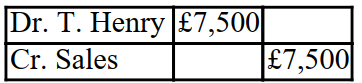 XYZ issued an invoice to T. Henry for £10,000, less a 20% trade discount for inventory. The invoice also included terms which stipulated that a cash discount of 5% would be allowed if the invoice was paid within 10 days. The double entry to record the initial sale in the books of XYZ is as follows: A)    B)    C)    D)   