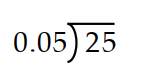 Divide. -  A)  500 B)  0.5 C)  5 D)  50