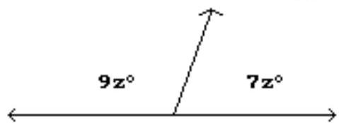  Solve the problem. -Find the measures of the supplementary angles.   A)   96.25^{\circ}  and  83.75^{\circ}  B)   50.63^{\circ}  and  39.38^{\circ}  C)   202.5^{\circ}  and  157.5^{\circ}  D)   101.25^{\circ}  and  78.75^{\circ}
