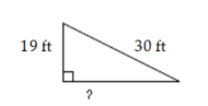  Solve the problem. Give an exact answer and an approximation to the nearest tenth. -Below is a diagram of a water slide. How far is it along the ground from the end of the slide back to the base of the ladder that leads to the slide?    A)   \sqrt{11} \mathrm{ft} \approx 3.3 \mathrm{ft}  B)   \sqrt{539} \mathrm{ft}=269.5 \mathrm{ft}  C)   \sqrt{1261} \mathrm{ft} \approx 35.5 \mathrm{ft}  D)   \sqrt{539} \mathrm{ft} \approx 23.2 \mathrm{ft}