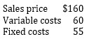  Phillips & Company produces educational software. Its unit cost structure, based upon an anticipated production volume of 150,000 units, is as follows.   The marketing department has estimated sales for the coming year at 175,000 units, which is within the relevant range of Phillips's cost structure. Phillips's breakeven volume (in units)  and anticipated operating income for the coming year would amount to: A)  82,500 units and $7,875,000 of operating income. B)  82,500 units and $9,250,000 of operating income. C)  96,250 units and $3,543,750 of operating income. D)  96,250 units and $7,875,000 of operating income. 