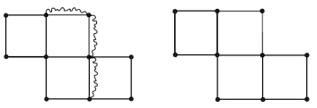 Find an Euler circuit on the graph on the left and use it to find a circuit on the graph on the right that reuses three edges.  