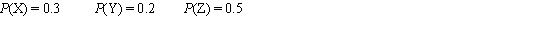 <strong>A sample space consists of three outcomes, X, Y, and Z. Which of the following could be a legitimate assignment of probabilities to the outcomes?</strong> A)   B)   C)   D)   <div style=padding-top: 35px> 