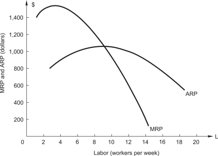 refer to the following: A manger of a firm with market power faces the marginal revenue product and average revenue product curves shown below. The firm incurs weekly fixed costs of $1,800. The firm employs a single variable input, labor, which costs $600 per worker each week.    -The maximum profit the firm can earn is _____________. A)  $4,800 per week. B)  $3,000 per week. C)  $2,400 per week. D)  $1,800 per week. E)  -$1,800 per week.