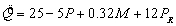refer to the following: The estimated demand for a good is     where Q is the quantity demanded of the good, P is the price of the good, M is income, and   is the price of related good R. -The coefficient on P A)  does not have the expected sign. B)  is negative as expected. C)  should have the same sign as the coefficient on   . D)  should not be greater than one (in absolute value) . E)  both b and d