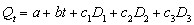 A forecaster used the following regression equation   and quarterly sales data during 1999II - 2007IV (t = 1, ..., 35) for an appliance manufacturer to obtain the estimation results shown below. Q is quarterly sales, and   ,and   are seasonal dummy variables for quarters I, II, and III.    -The estimated intercepts for each of the four quarters are: Intercept for quarter 1 is __________. Intercept for quarter 2 is __________. Intercept for quarter 3 is __________. Intercept for quarter 4 is __________.