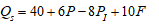 Use the following general linear supply function to answer the next 6 questions:     where  is the quantity supplied of the good, P<sub>I</sub> is the price of the good, is the price of an input, and F is the number of firms producing the good. -If   = $20 and F = 60 what is the equation of the supply function? A)    = 400 + 6 P B)    = 40 + 8 P C)    = 480 + 6   D)    = 480 + 6 P E)  none of the above